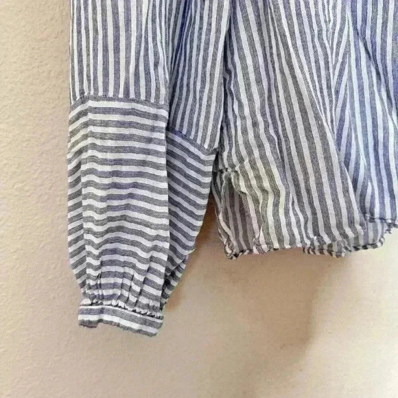 Ann Taylor LOFT Striped Blue White Long Sleeve Top Blouse Size Small - Picture 3 of 8